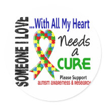 Autism Needs A Cure 3 Round Stickers