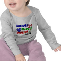 Autism PEACE LOVE CURE Tshirts