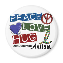 Autism PEACE LOVE HUG magnets by awarenessgifts Autism PEACE LOVE HUG magnets