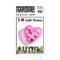 Autism Postage Pink Puzzle Heart Customize