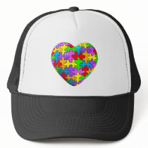Autism Puzzle Heart Mesh Hats
