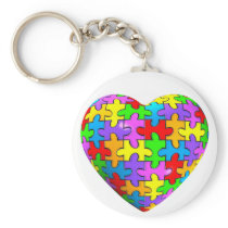 Autism Puzzle Heart Keychains