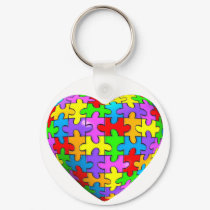 Autism Puzzle Heart keychains