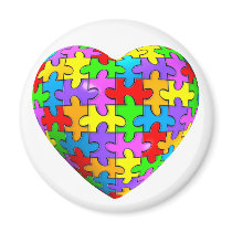 Autism Puzzle Heart Fridge Magnets