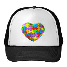 Autism Puzzle Heart Mesh Hats