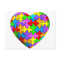 Autism Puzzle Heart Post Card
