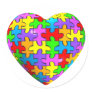 Autism Puzzle Heart Round Stickers