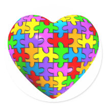 Autism Puzzle Heart stickers