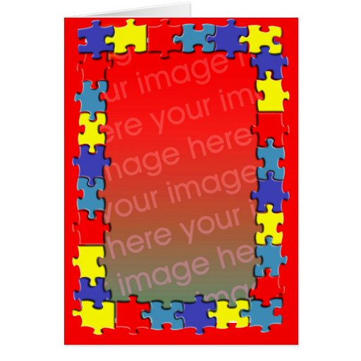 Autism Puzzle Photo Frame Greeting Card | Zazzle