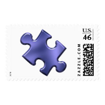 Autism Puzzle Piece Blue Postage