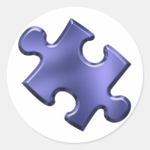 Autism Puzzle Piece Blue Round Stickers