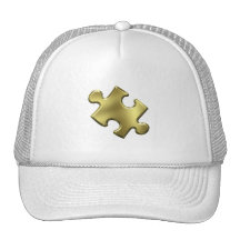 Autism Puzzle Piece Gold Trucker Hat