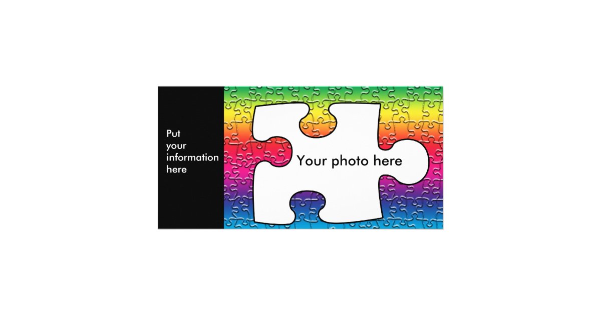 autism puzzle piece photo card, template | Zazzle