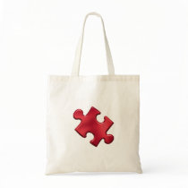 Autism Puzzle Piece Red Tote Bag
