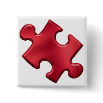 Autism Puzzle Piece Red Button