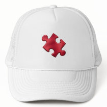 Autism Puzzle Piece Red Mesh Hat