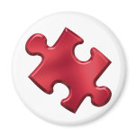 Autism Puzzle Piece Red Fridge Magnet
