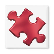 Autism Puzzle Piece Red Magnet