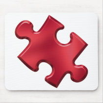 Autism Puzzle Piece Red Mousepad