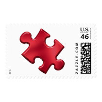Autism Puzzle Piece Red Postage Stamps