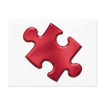 Autism Puzzle Piece Red Post Cards