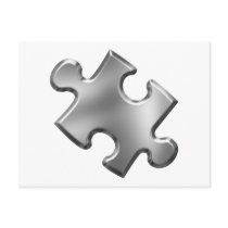 Autism Puzzle Piece Silver Post Card
