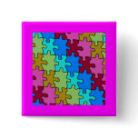 autism puzzle pieces 3 pinback button