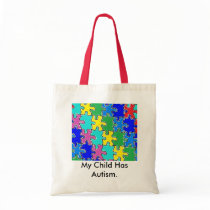 autism puzzle pieces 40 canvas bag