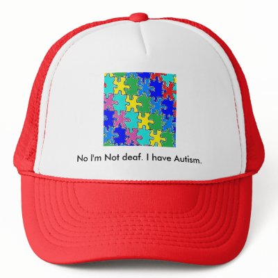 autism puzzle pieces 40 trucker hat by PuzzledByAutism