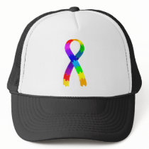 Autism Puzzle Ribbon Trucker Hat