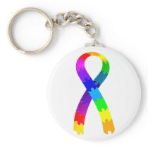 Autism Puzzle Ribbon Key Chain