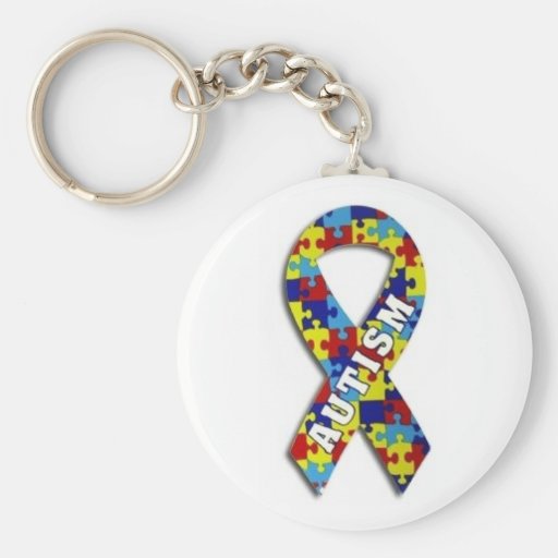 Autism Puzzle Ribbon Keychain