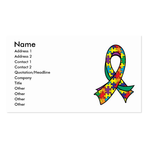 Autism Puzzle Ribbon Stylish Business Card (front side)