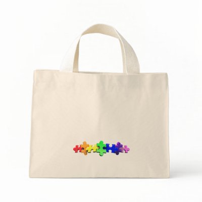 Autism Puzzle Strip Canvas Bags by wolfmama