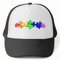 Autism Puzzle Strip Mesh Hats
