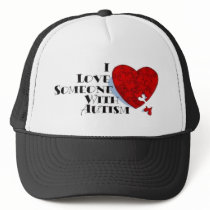 Autism: Red Puzzle Heart Cap Mesh Hat