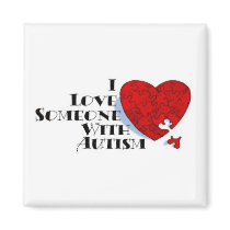 Autism: Red Puzzle Heart Magnet