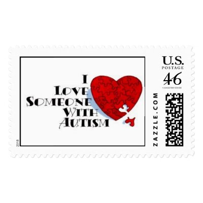 Autism Red Puzzle Heart Postage Stamp by kokobaby