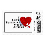 Autism Red Puzzle Heart Postage Stamp