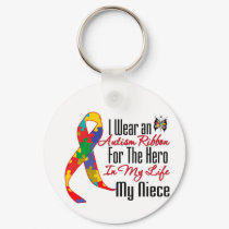 Autism Ribbon Hero in My Life My Niece keychains
