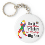 Autism Ribbon Hero in My Life My Son keychains
