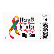 Autism Ribbon Hero in My Life My Son Stamp