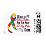 Autism Ribbon Hero in My Life My Son postage