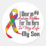 Autism Ribbon Hero in My Life My Son Round Sticker