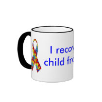 autism_ribbon, I recovered my child from autism mugs