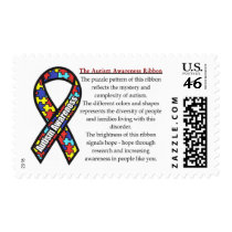 Autism Ribbon meaning postage