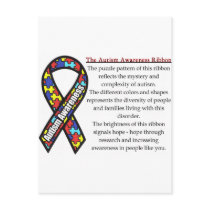 Autism Ribbon meaning postcards