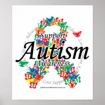Autism Ribbon of Butterflies Posters