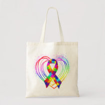 Autism Ribbon on Heart: bags