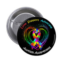 Autism Ribbon on Heart: buttons